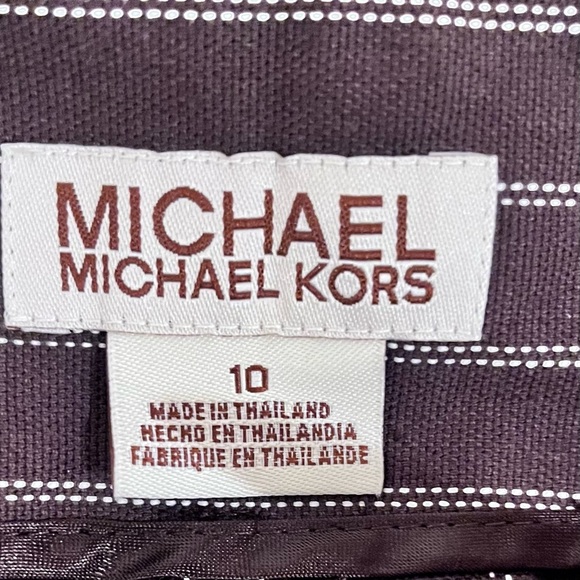 Michael Kors Rich Brown and White Pin Stripe Capri Dress Pants with Paisley Belt - Picture 8 of 9